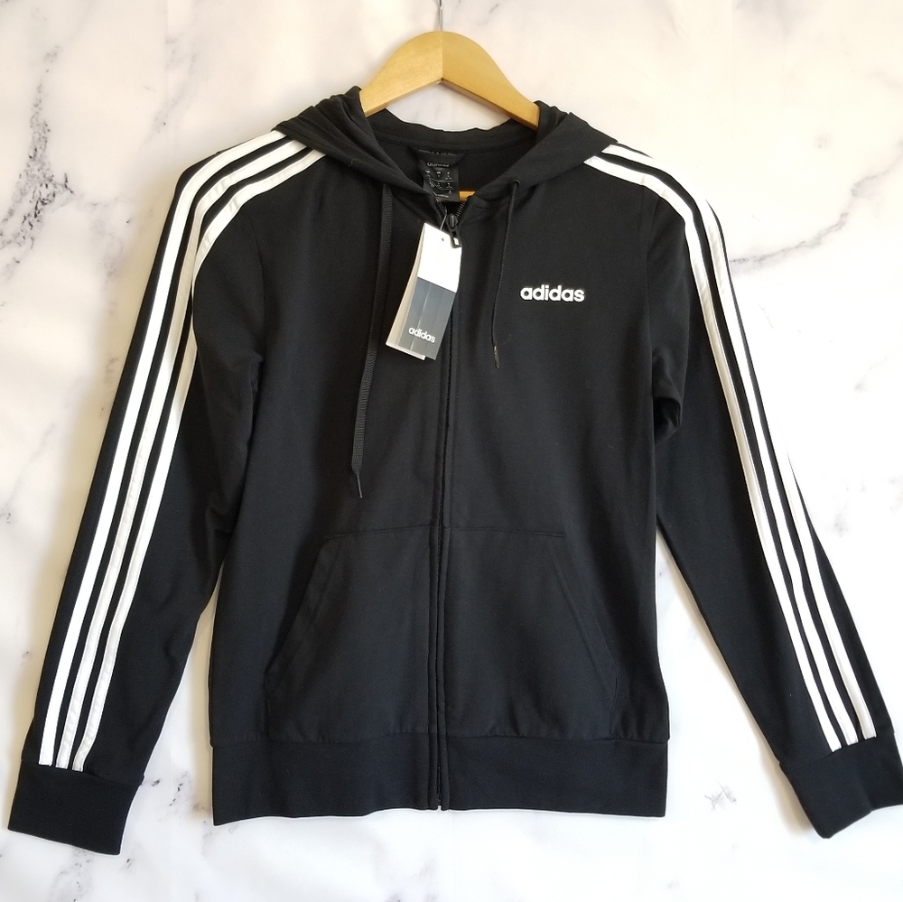 ADIDAS Black Zipper up hoodie, Small